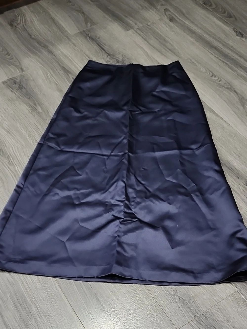 Navy EUC Vintage Satin A-Line Midi Skirt